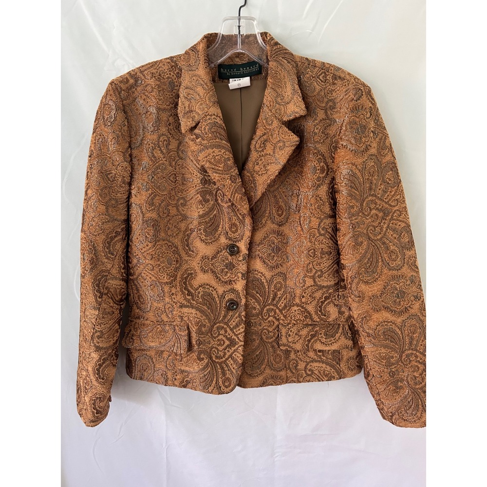 Harve Benard Holtzman‎ Blazer Jacket Paisley Patterned Copper Brown Size 12